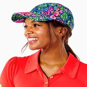 Lilly Pulitzer Pink and Blue Floral Cap multi Festive